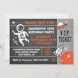 Astronaut Space Födelsedagsfest Biljett inbjudan