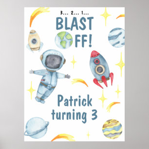 Astronaut Space Födelsedagsfest Poster