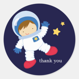 Astronaut Space Födelsedagsfest Runt Klistermärke