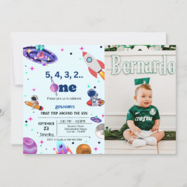 Astronaut Space första resa runt sol födelsedag Inbjudningar