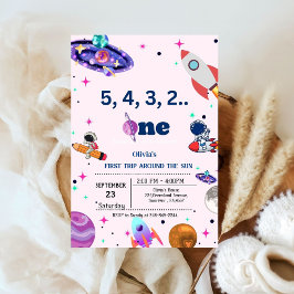 Astronaut Space första resa runt sol födelsedag Inbjudningar