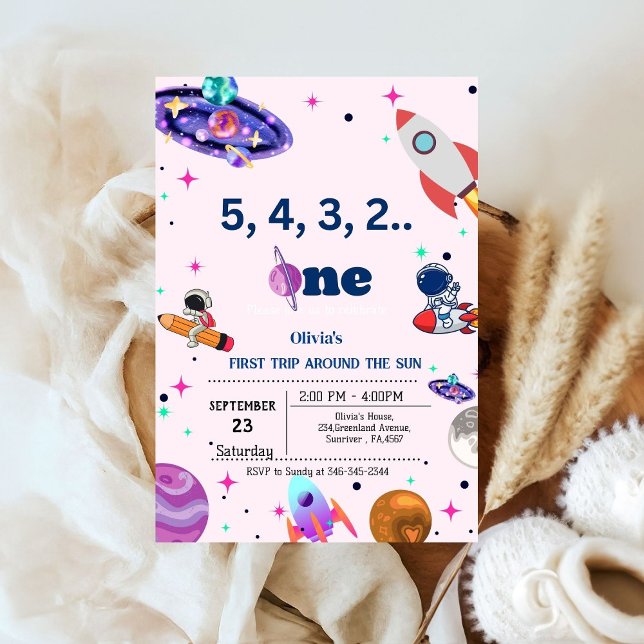 Astronaut Space första resa runt sol födelsedag Inbjudningar (Skapare uppladdad)
