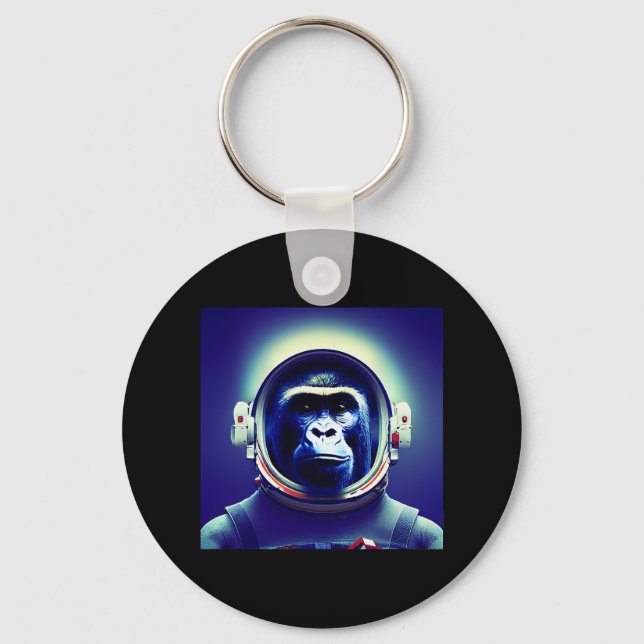 Astronaut Space Galaxy Monkey Nyckelring (Framsida)