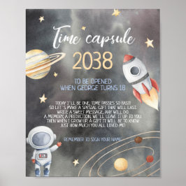 Astronaut Space Galaxy Time Capsule-kort Poster