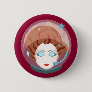 Astronaut Space Girl Button Knapp
