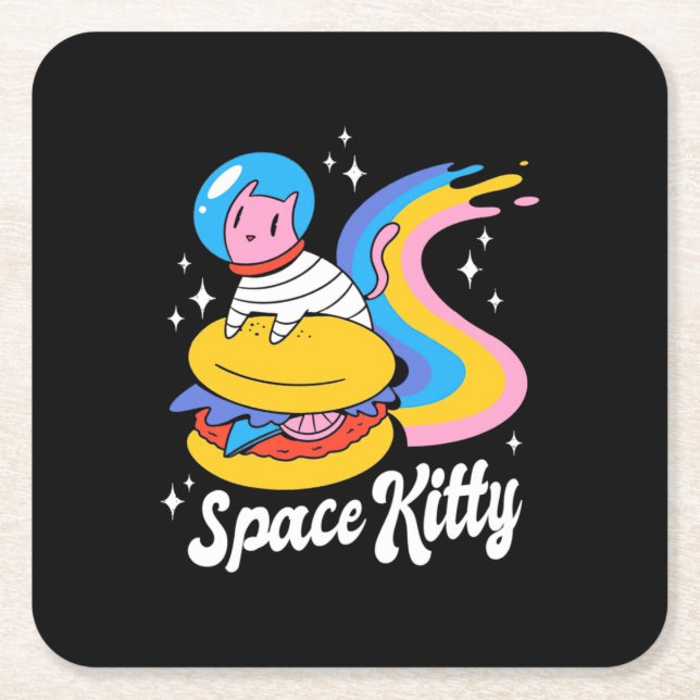Astronaut Space Katt Underlägg Papper Kvadrat (Framsidan)
