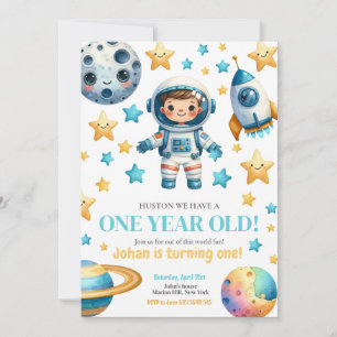Astronaut Space Kids 1:a födelsedagsinbjudan Inbjudningar