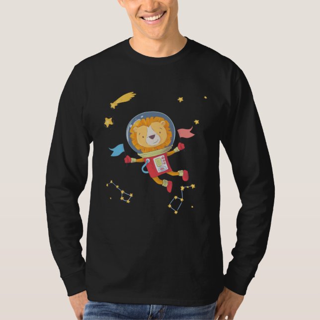 astronaut space lion wear galaxy t shirt (Framsida)