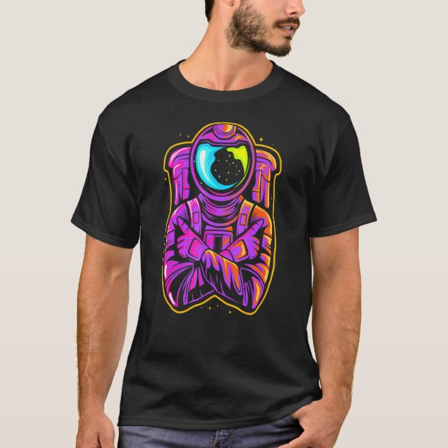 Astronaut Space Spaceman Måne Mars Planets T Shirt (Framsida)