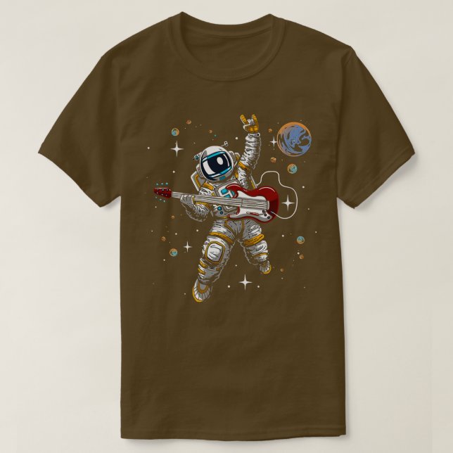 Astronaut Space Sylt på en asteroid med rött Guita T Shirt (Design framsida)