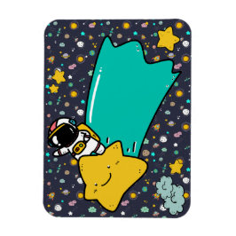 Astronaut Space Tecknad Magnet
