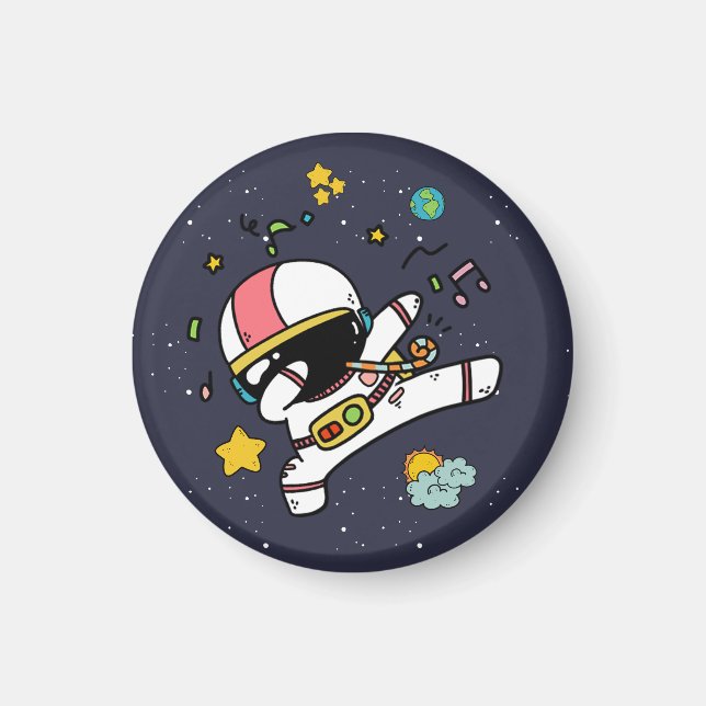 Astronaut Space Tecknad Magnet (Framsidan)