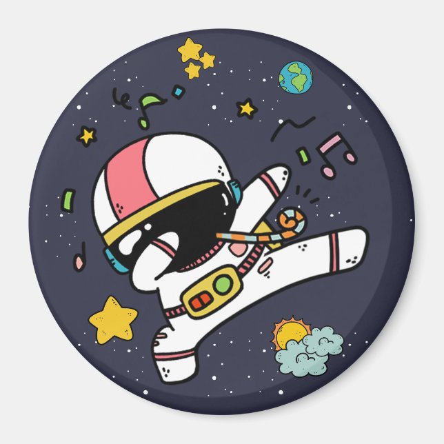 Astronaut Space Tecknad Magnet (Framsidan)