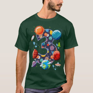 Astronaut Space Temaparty 3 år gammal födelsedag B T Shirt