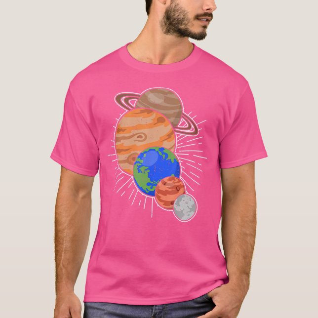 Astronaut Space Travel Planets Astronomy Science T Shirt (Framsida)