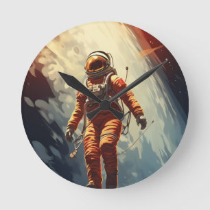 Astronaut Space Travel Rund Klocka