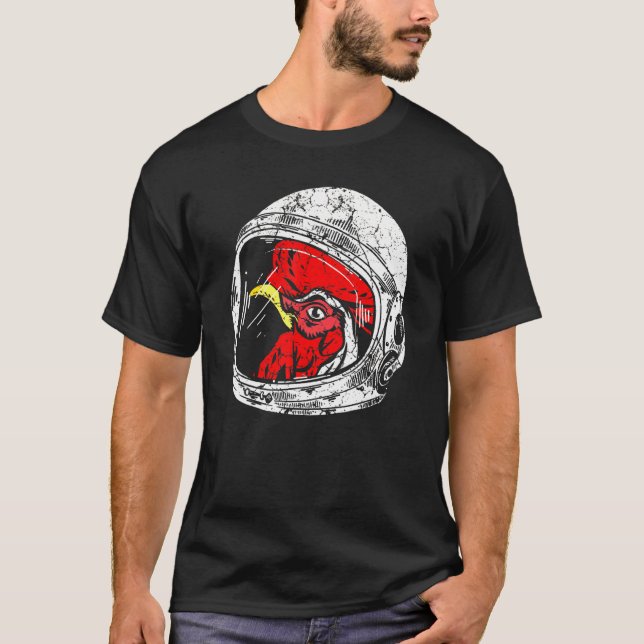 Astronaut Space Tupp Chicken Animal Planets T Shirt (Framsida)