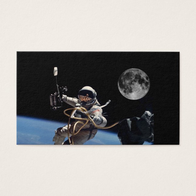 Astronaut Space Walk Måne Visitkort (Framsidan)