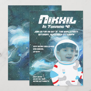 Astronaut Spaceman Galaxy Födelsedagsfest Inbjudningar