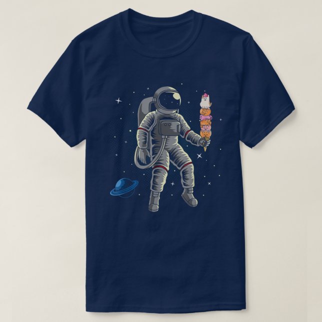 Astronaut Spaceman Ice Cream Cats Planets Space Dw T Shirt (Design framsida)