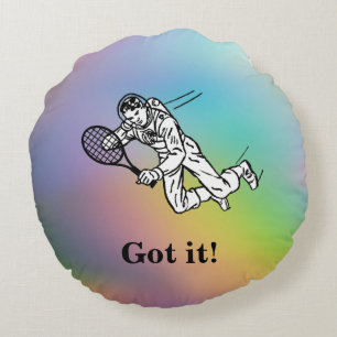 Astronaut Spaceman tennis Player med text Rund Kudde