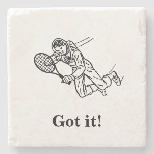 Astronaut Spaceman tennis Player med text Stenunderlägg