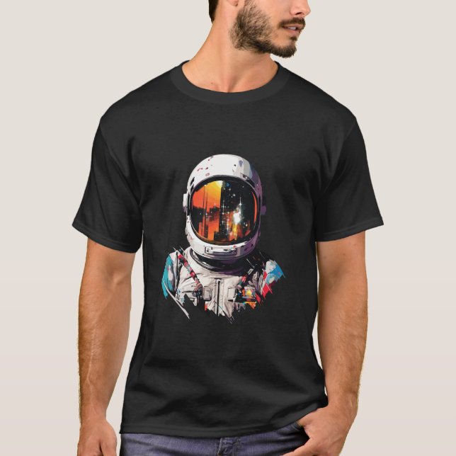 Astronaut Spaceman World Äventyr Discovery T Shirt (Framsida)