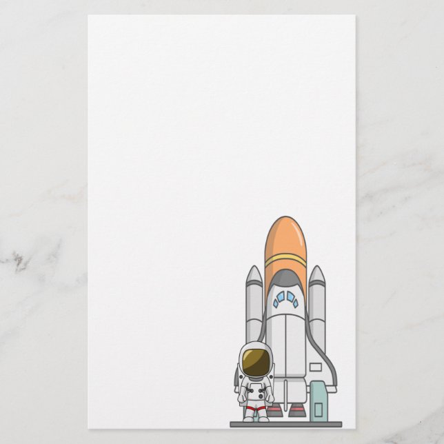 Astronaut & Spaceship Brevpapper (Framsida)