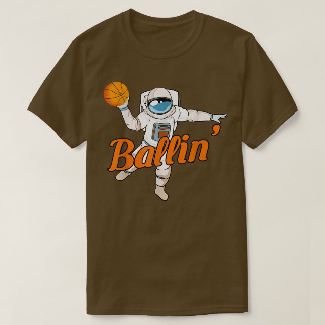 Astronaut Spelande Basketball T-Shirt (Design framsida)