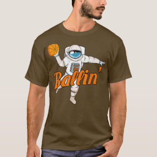 Astronaut Spelande Basketball T-Shirt