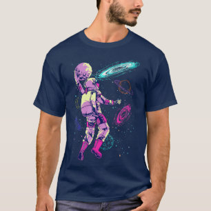 Astronaut spelar Basketball Slam Dunking i rymden T Shirt