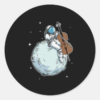 Astronaut Spelar Cello Music Cello Älskare Gift Runt Klistermärke