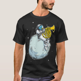 Astronaut spelar Fransk Horn Gift Music Horn Kärle T Shirt