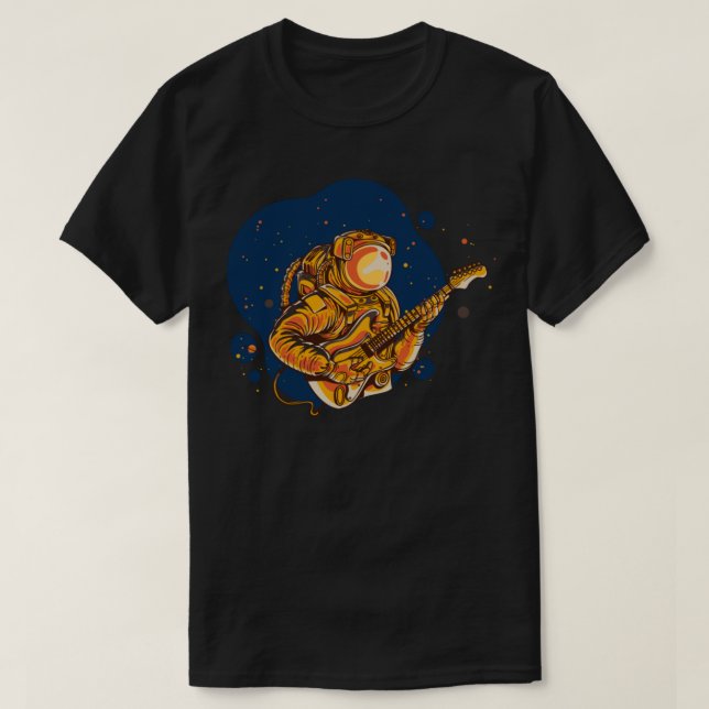 Astronaut spelar gitarr i rymden t shirt (Design framsida)