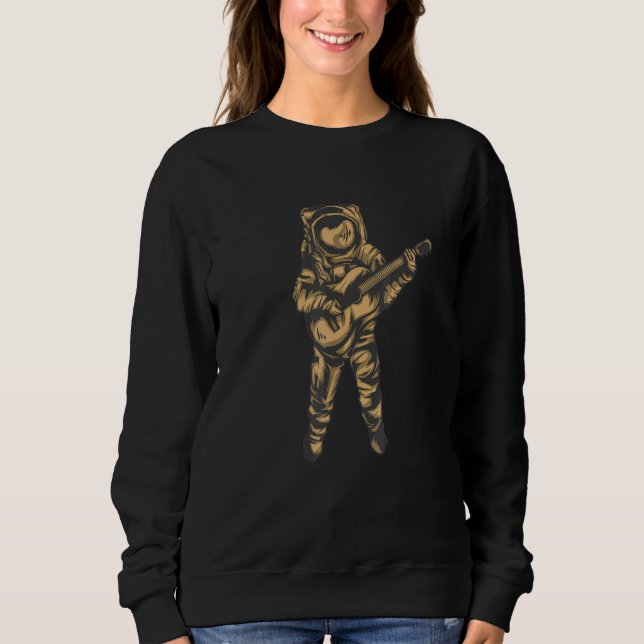 Astronaut spelar gitarr i rymdfärdsbelysning t shirt (Framsida)