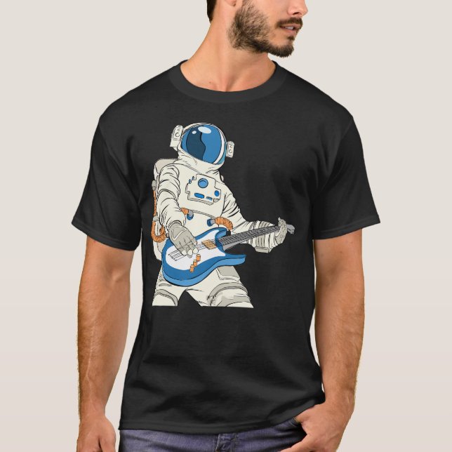 Astronaut Spelar Guitar T Shirt (Framsida)