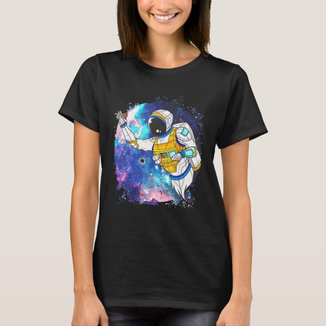 Astronaut Spelar mörter i Rymden design T Shirt (Framsida)