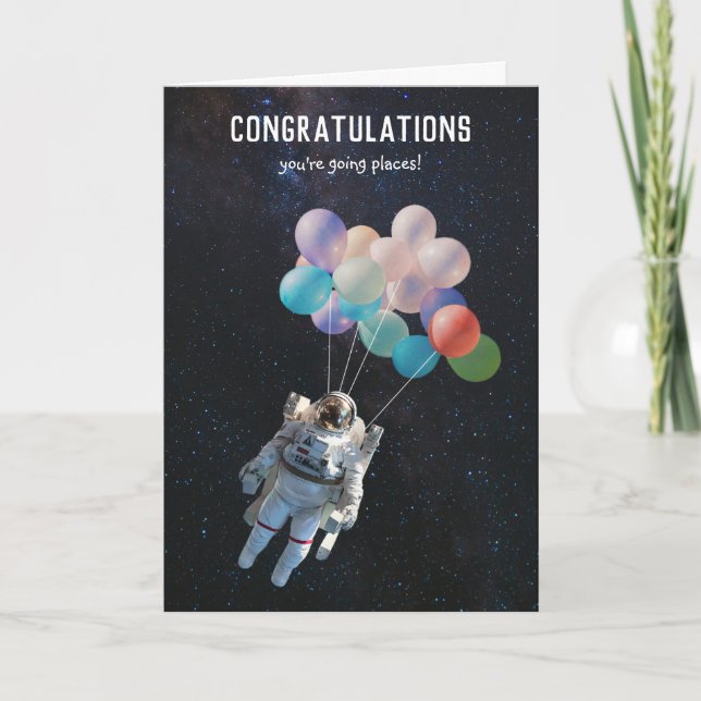 Astronaut Stars & Space Balloons Grattisar Kort (Framsida)