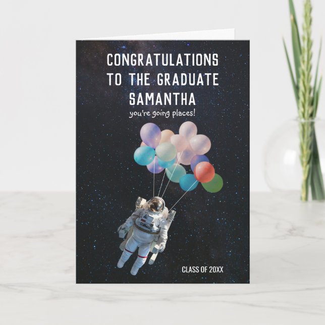 Astronaut Stars & Space Balloons Studenten Kort (Framsida)