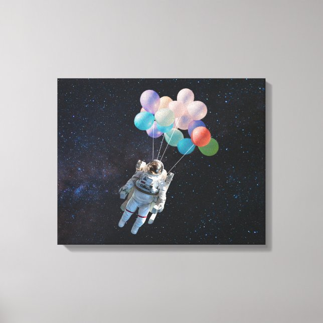 Astronaut Stars & Space Colorful Balloations Canvastryck (Framsida)