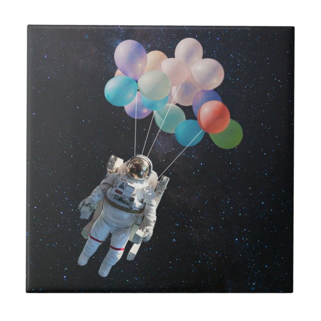Astronaut Stars & Space Colorful Balloations Kakelplatta (Framsidan)