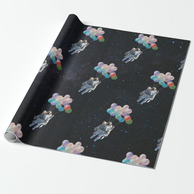 Astronaut Stars & Space Colorful Balloations Presentpapper (Utrullad)