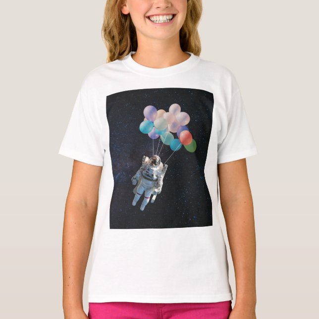 Astronaut Stars & Space Colorful Balloations T Shirt (Framsida)