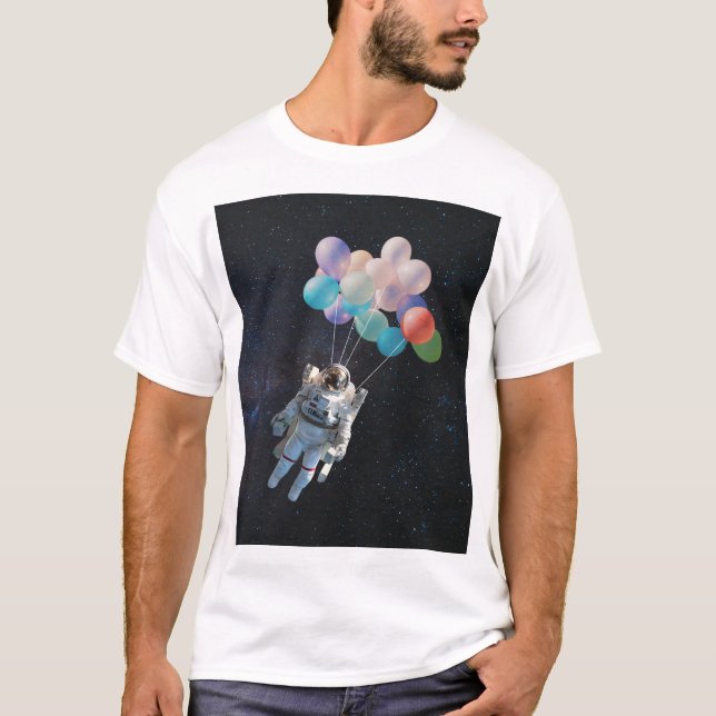 Astronaut Stars & Space Colorful Balloations T Shirt (Framsida)
