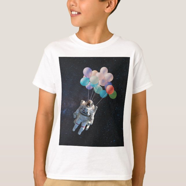 Astronaut Stars & Space Colorful Balloations T Shirt (Framsida)