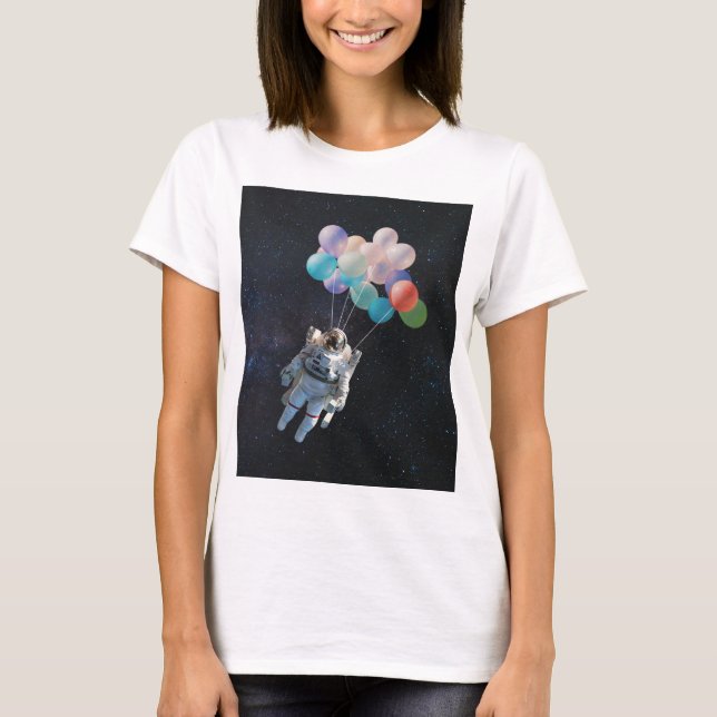 Astronaut Stars & Space Colorful Balloations T Shirt (Framsida)