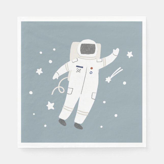 Astronaut & Stars Space Födelsedagsfest Napkins Pappersservett (Framsidan)