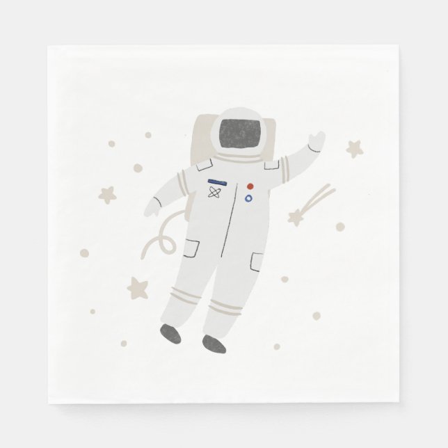 Astronaut & Stars Space Födelsedagsfest Napkins Pappersservett (Framsidan)