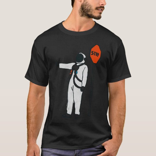 Astronaut Stop Hand Funny Space Astronaut Coola T Shirt (Framsida)