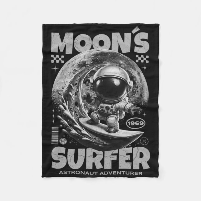 Astronaut Surfare Design, Moon Surfing Rymd Kosmis Fleecefilt (Framsidan)